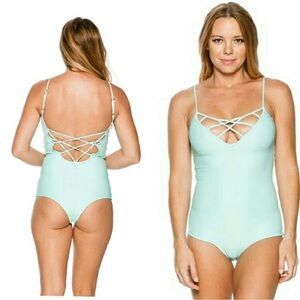 NWT Issa De Mar São Paulo OP cheeky one piece swimsuit. Color: Mint. Size S